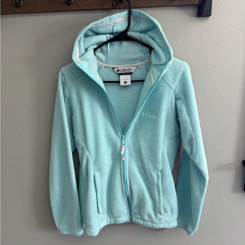 Columbia (small) Women’s Light Blue Hooded Fleece Jacket
